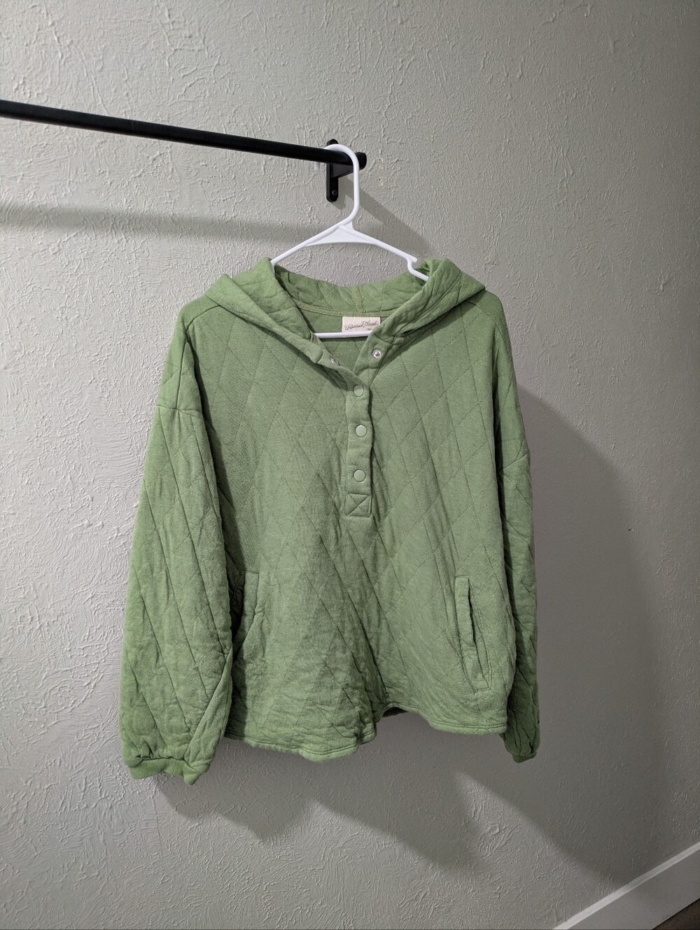 Cozy Green Quilted Hooded Pullover Jacket